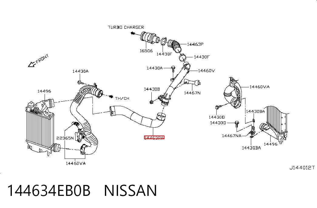 144634EB0B Nissan/Infiniti Przewód (króciec) intercoolera
