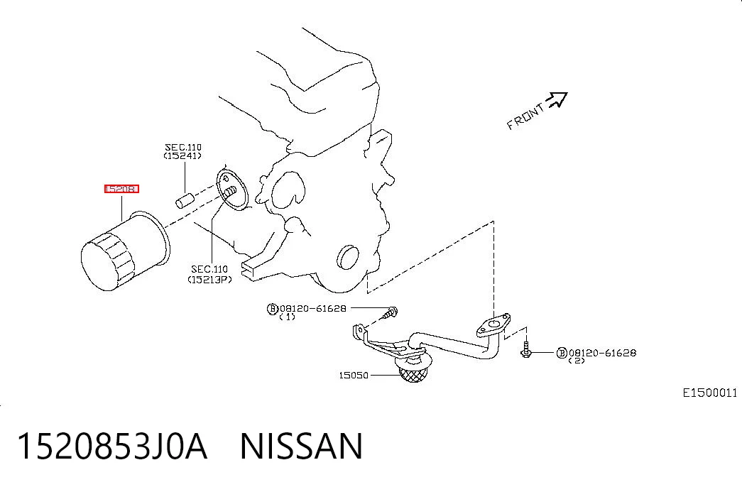 1520853J0A Nissan/Infiniti Filtr oleju