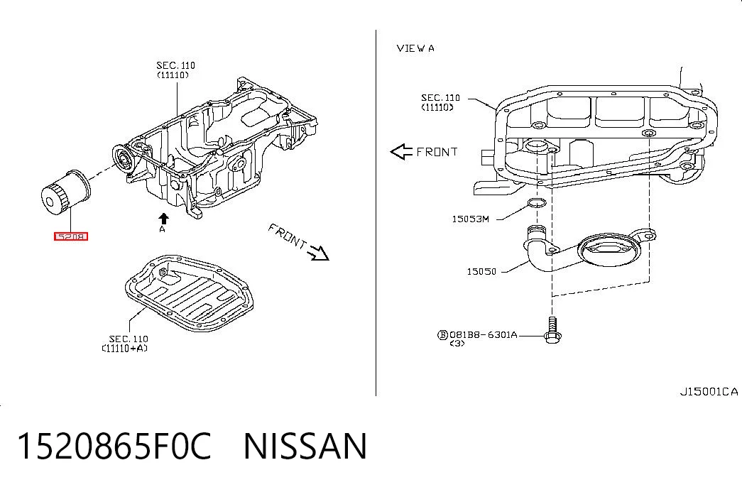 1520865F0C Nissan/Infiniti Filtr oleju