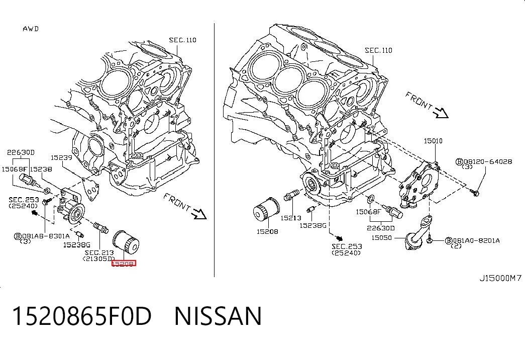 1520865F0D Nissan/Infiniti Filtr oleju