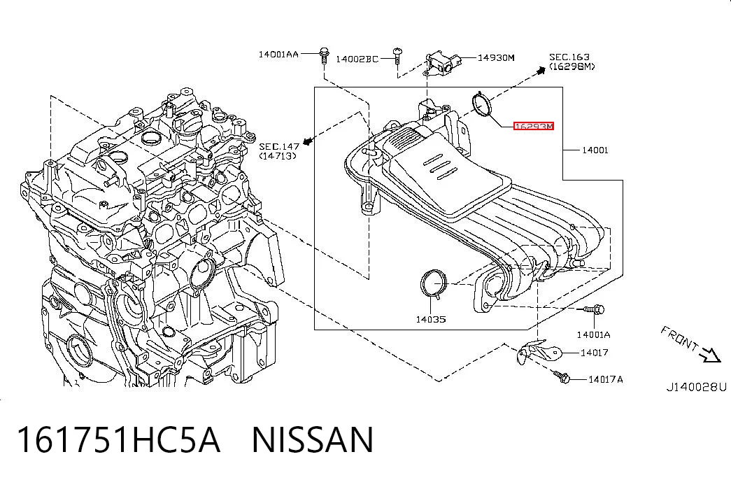 161751HC5A Nissan/Infiniti Uszczelka przepustnicy