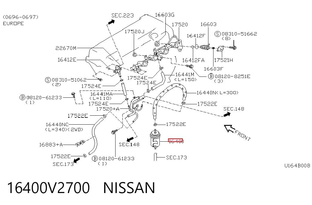 16400V2700 Nissan/Infiniti Filtr paliwa