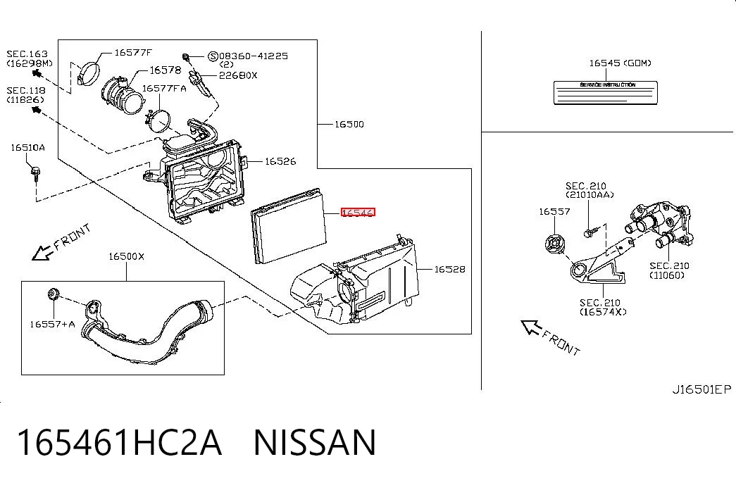 165461HC2A Nissan/Infiniti Filtr powietrza