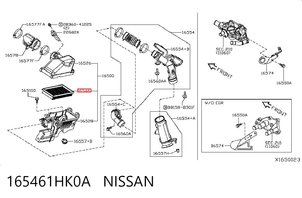 165461HK0A Nissan/Infiniti Filtr powietrza
