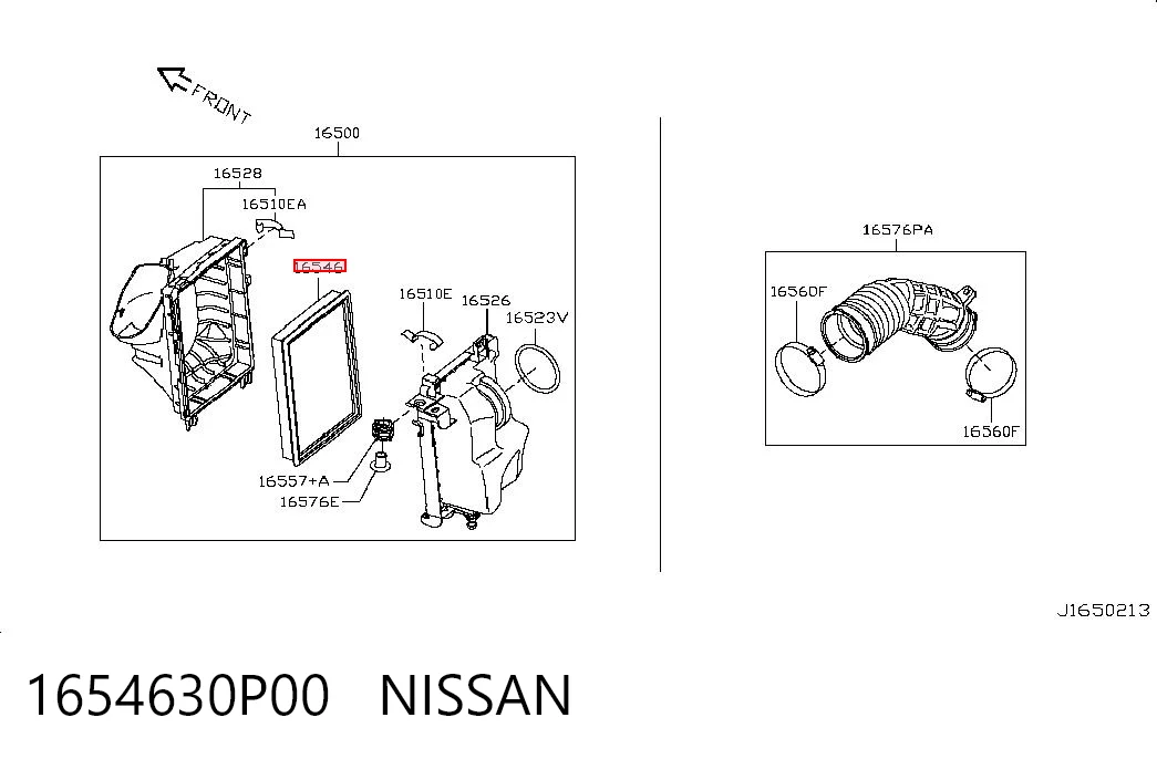 1654630P00 Nissan/Infiniti Filtr powietrza