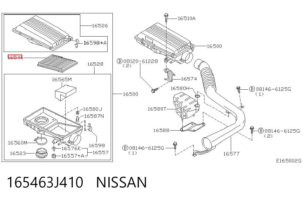 165463J410 Nissan/Infiniti Filtr powietrza