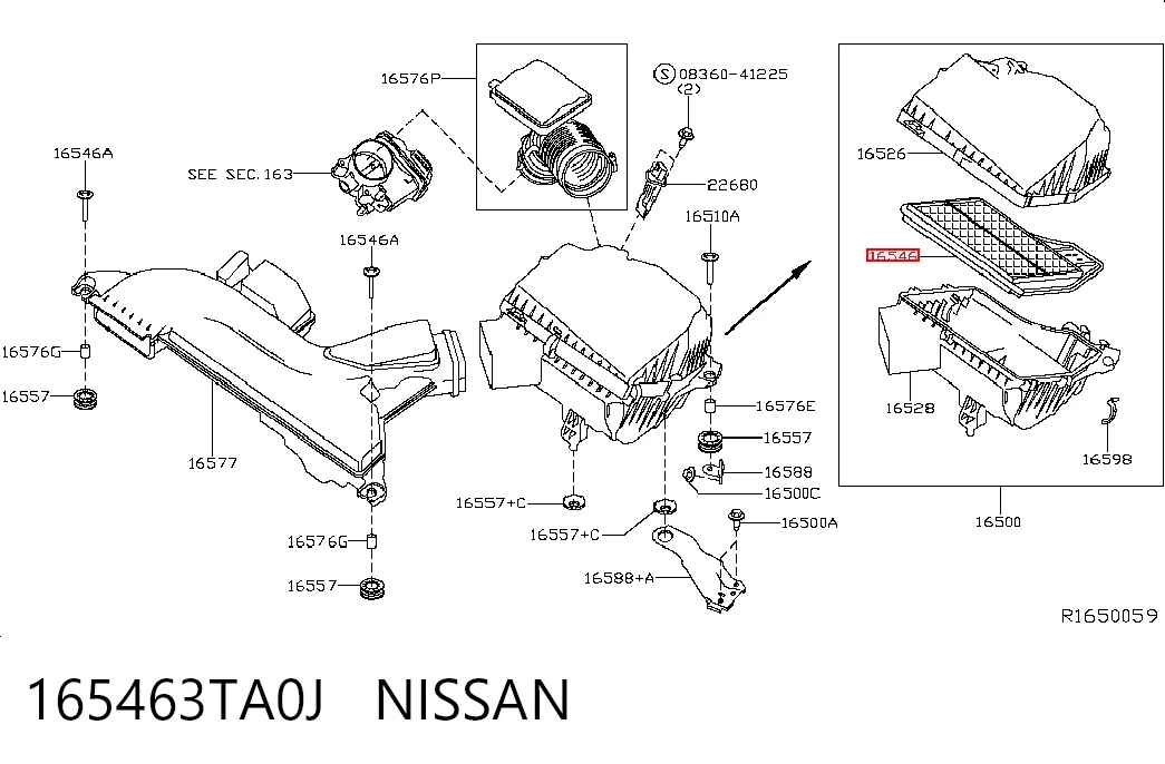 165463TA0J Nissan/Infiniti Filtr powietrza