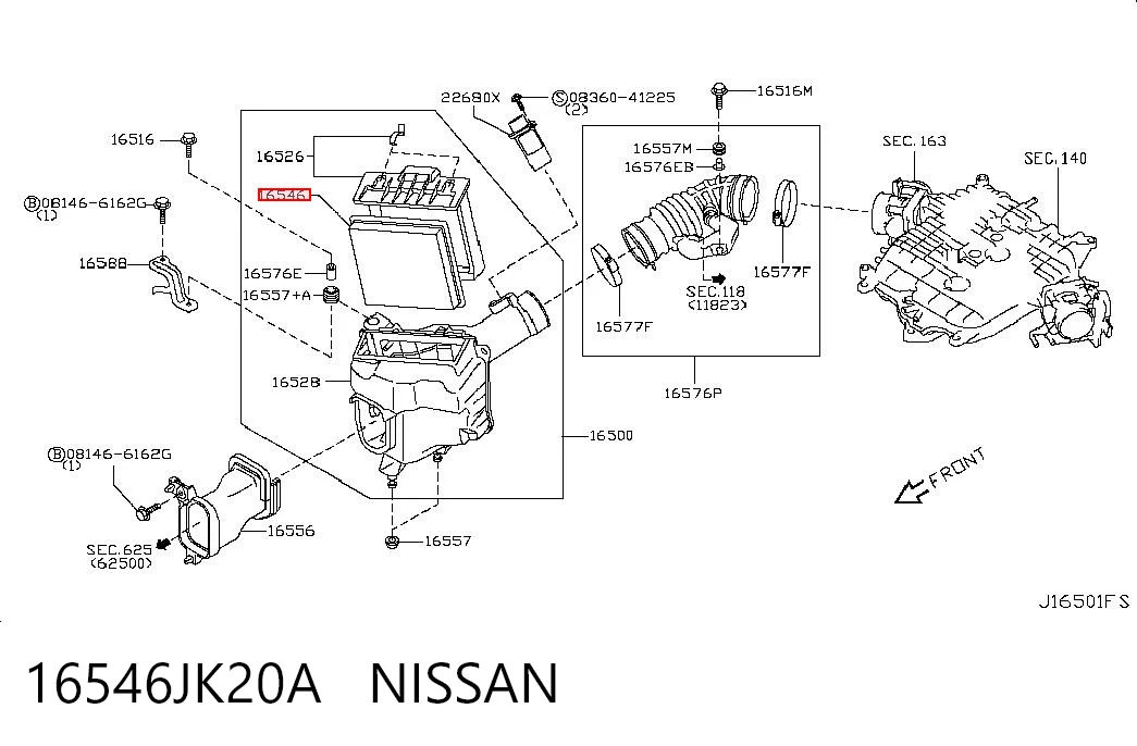 16546JK20A Nissan/Infiniti Filtr powietrza