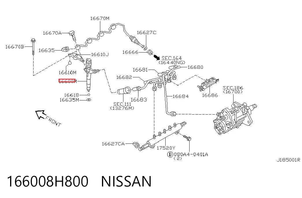 166008H800 Nissan/Infiniti Wtryskiwacz paliwa