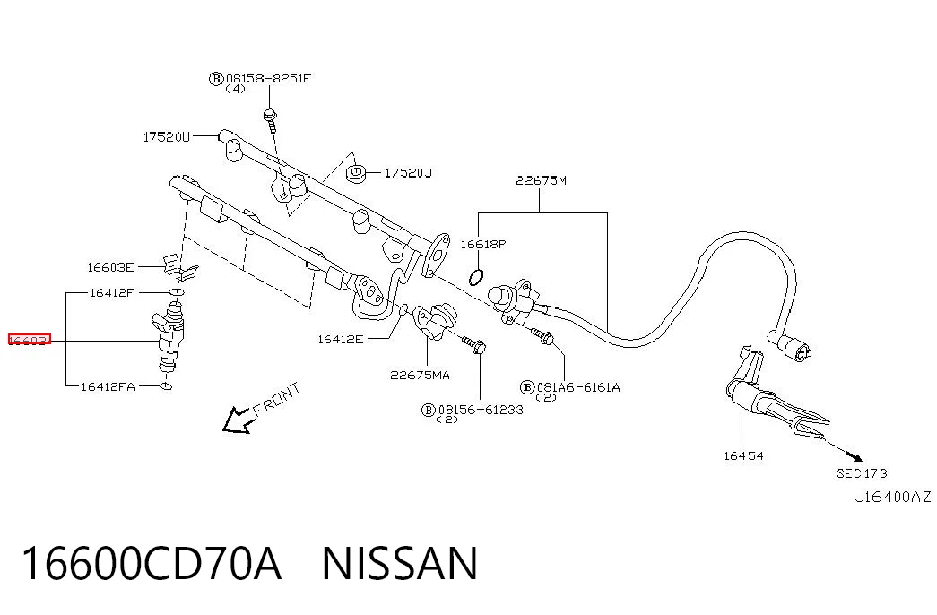 16600CD70A Nissan/Infiniti Wtryskiwacz paliwa