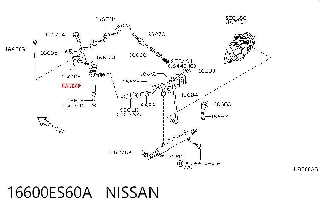 16600ES60A Nissan/Infiniti Wtryskiwacz paliwa