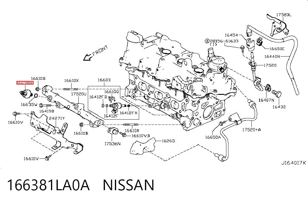 166381LA0A Nissan/Infiniti Czujnik ciśnienia paliwa