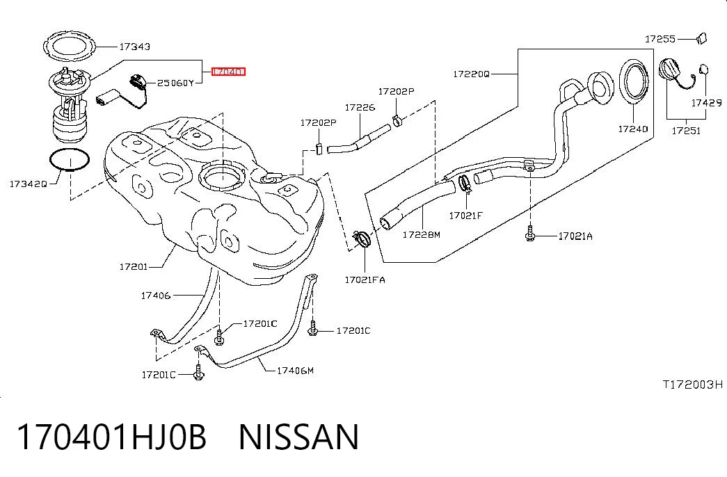 170401HJ0B Nissan/Infiniti Moduł pompy paliwowej z czujnikiem poziomu paliwa