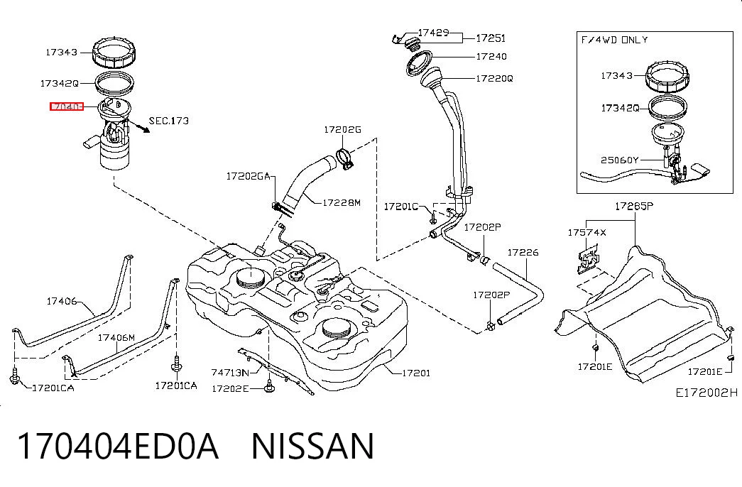 170404ED0A Nissan/Infiniti Moduł pompy paliwowej z czujnikiem poziomu paliwa