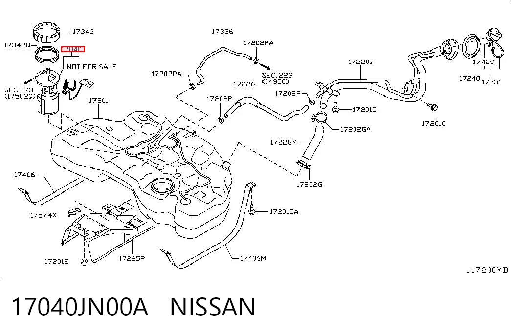 17040JN00A Nissan/Infiniti Moduł pompy paliwowej z czujnikiem poziomu paliwa