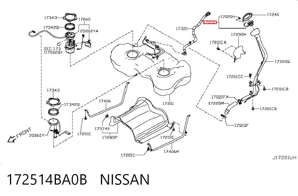 172514BA0B Nissan/Infiniti Korek wlewu paliwa