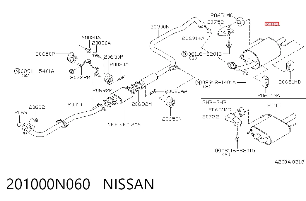 Tłumik, tylna część Nissan Almera I hatchback (N15) (1995 - 2000) cena, od 62,99 USD