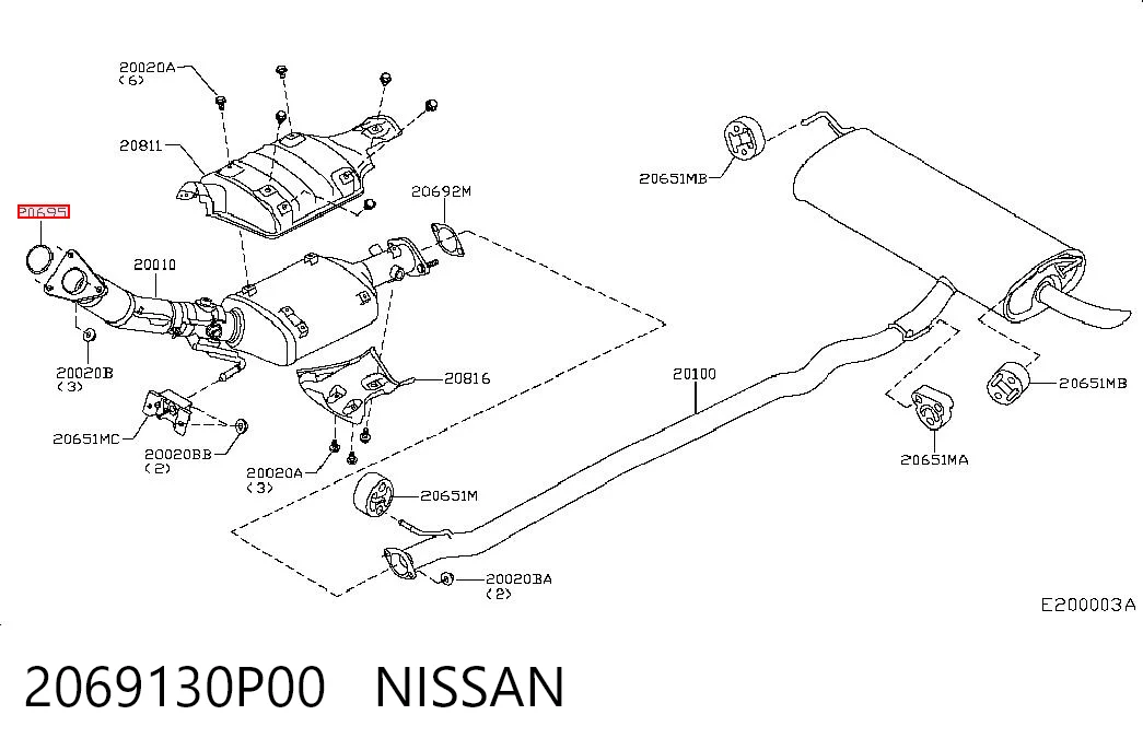2069130P00 Nissan/Infiniti Pierścień kolektora wydechowego