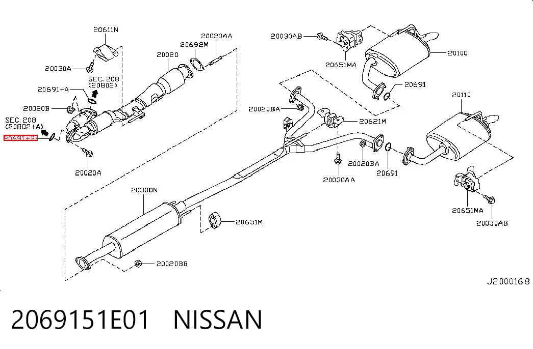  Uszczelka rury odbiornika tłumika Nissan Almera 