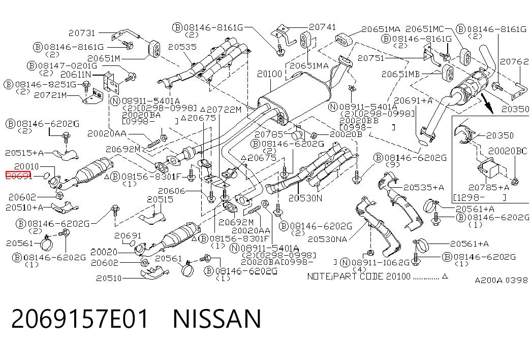 2069157E01 Nissan/Infiniti Uszczelka rury odbiornika tłumika