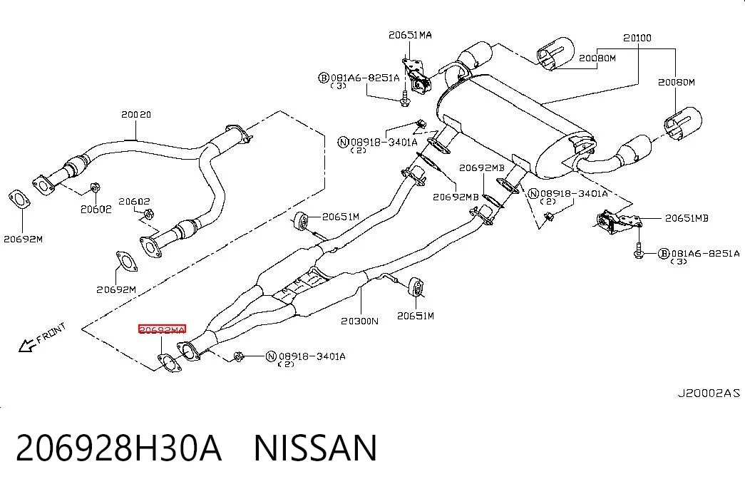 206928H30A Nissan/Infiniti Uszczelka rury odbiornika tłumika
