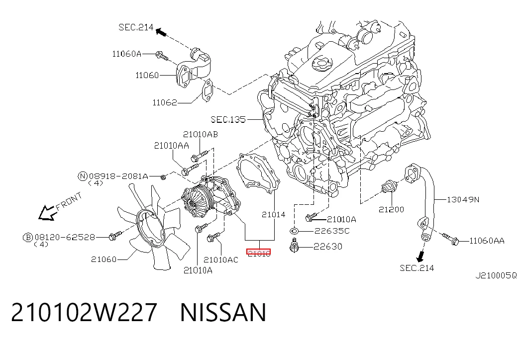 Pompa chłodząca wodna Nissan Terrano II