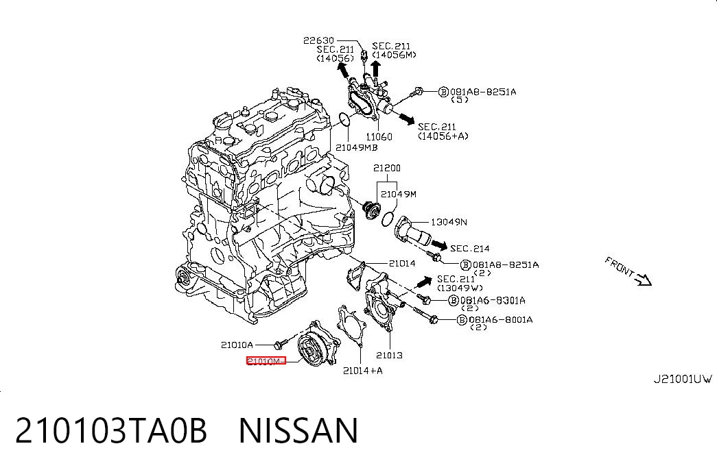 210103TA0B Nissan/Infiniti Pompa chłodząca wodna