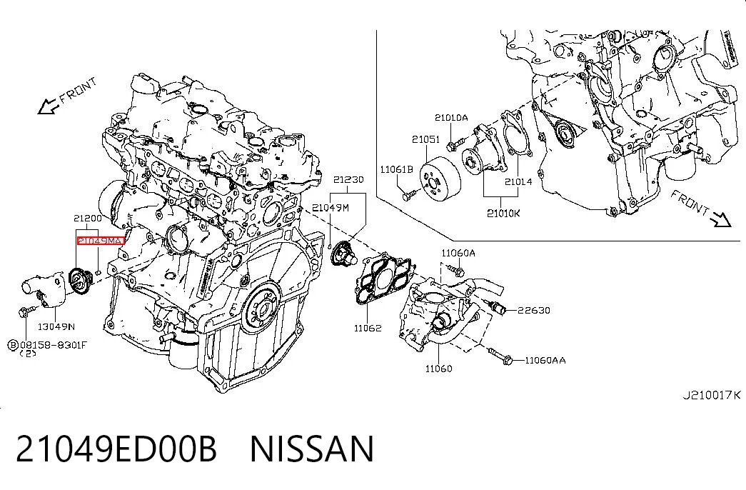 21049ED00B Nissan/Infiniti Uszczelka termostatu