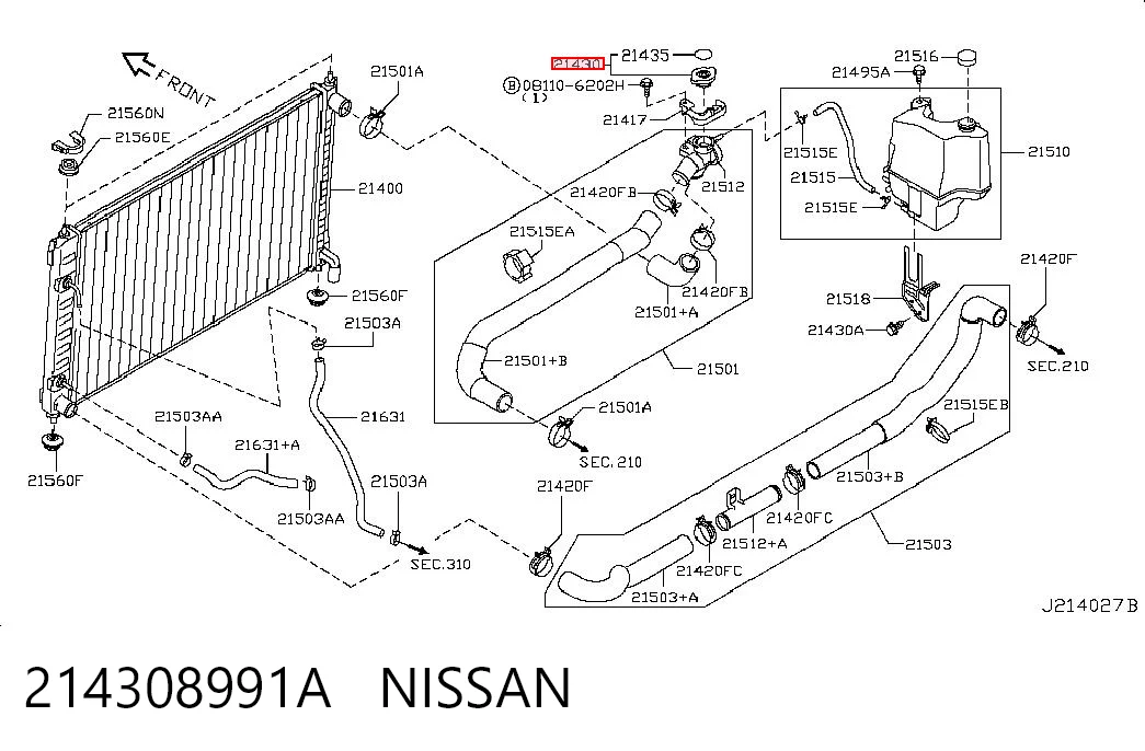 214308991A Nissan/Infiniti Pokrywa (korek) chłodnicy