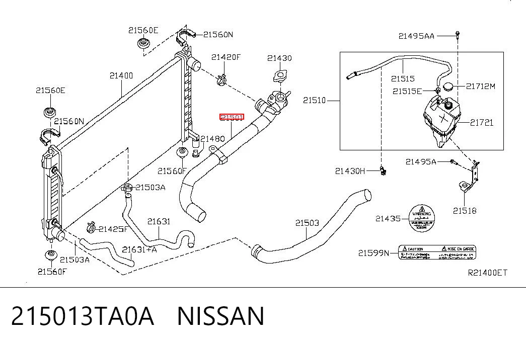 Przewód (króciec) chłodnicy górny do Nissan Altima L33 
