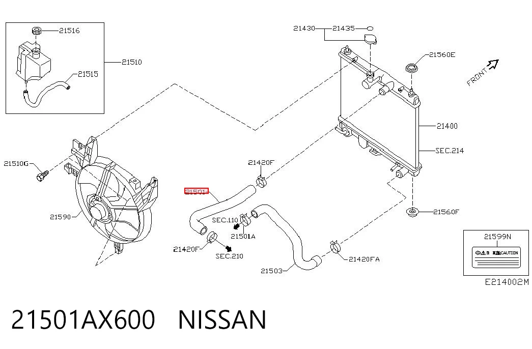 Przewód (króciec) chłodnicy górny do Nissan Note  E11