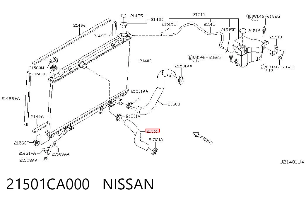 Kupić Przewód (króciec) chłodnicy górny Nissan Murano  Z50 w dobrej cenie