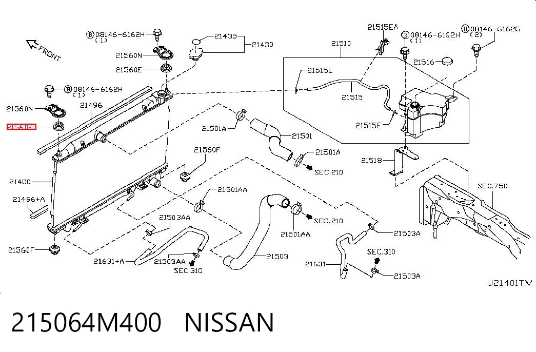 215064M400 Nissan/Infiniti Poduszka mocowania chłodnicy górna