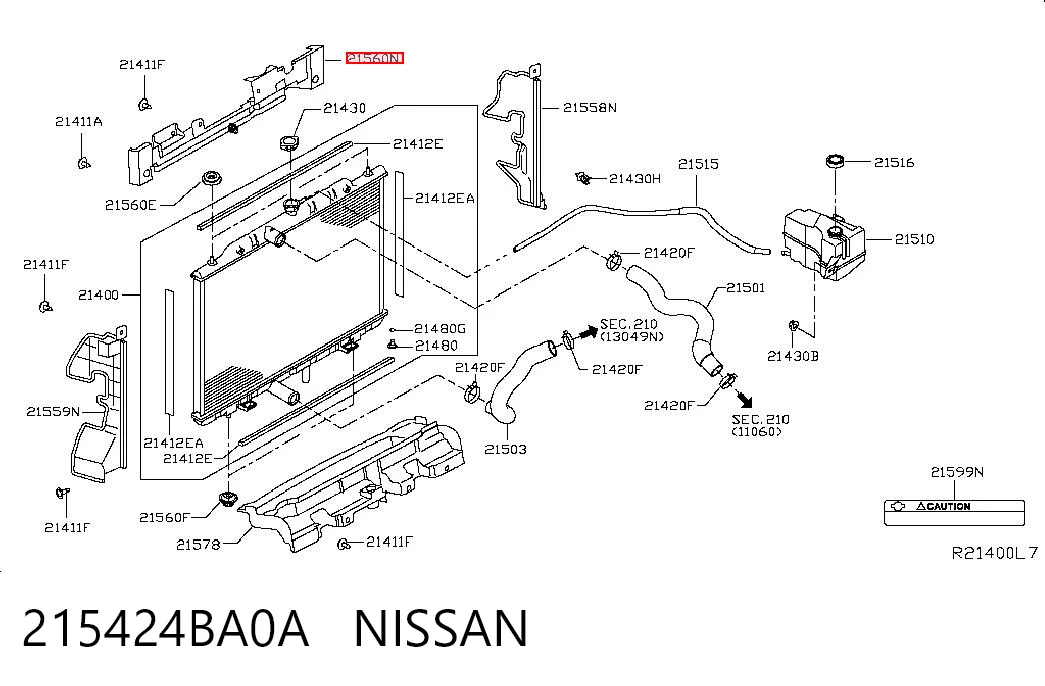 215424BA0A Nissan/Infiniti Wspornik chłodnicy górny