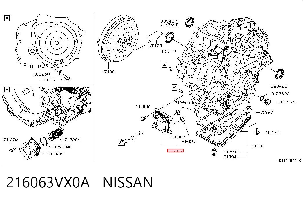 216063VX0A Nissan/Infiniti Chłodnica automatycznej/mechanicznej skrzyni biegów