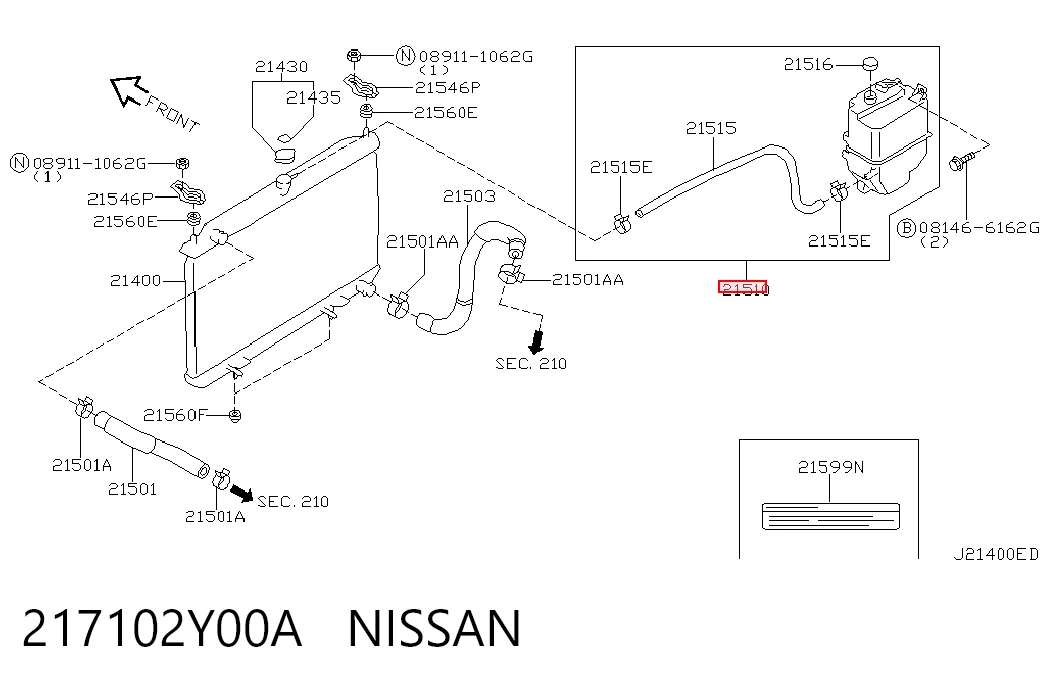 Do koszyka Zbiorniczek wyrównawczy układu chłodzenia Nissan Maxima  A33