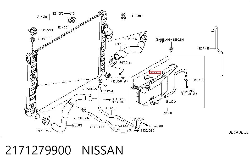 2171279900 Nissan/Infiniti Pokrywa (korek) zbiornika wyrównawczego