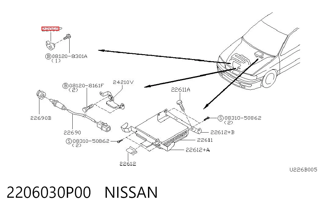  Czujnik stukowy (czujnik spalania stukowego) Nissan Almera 1