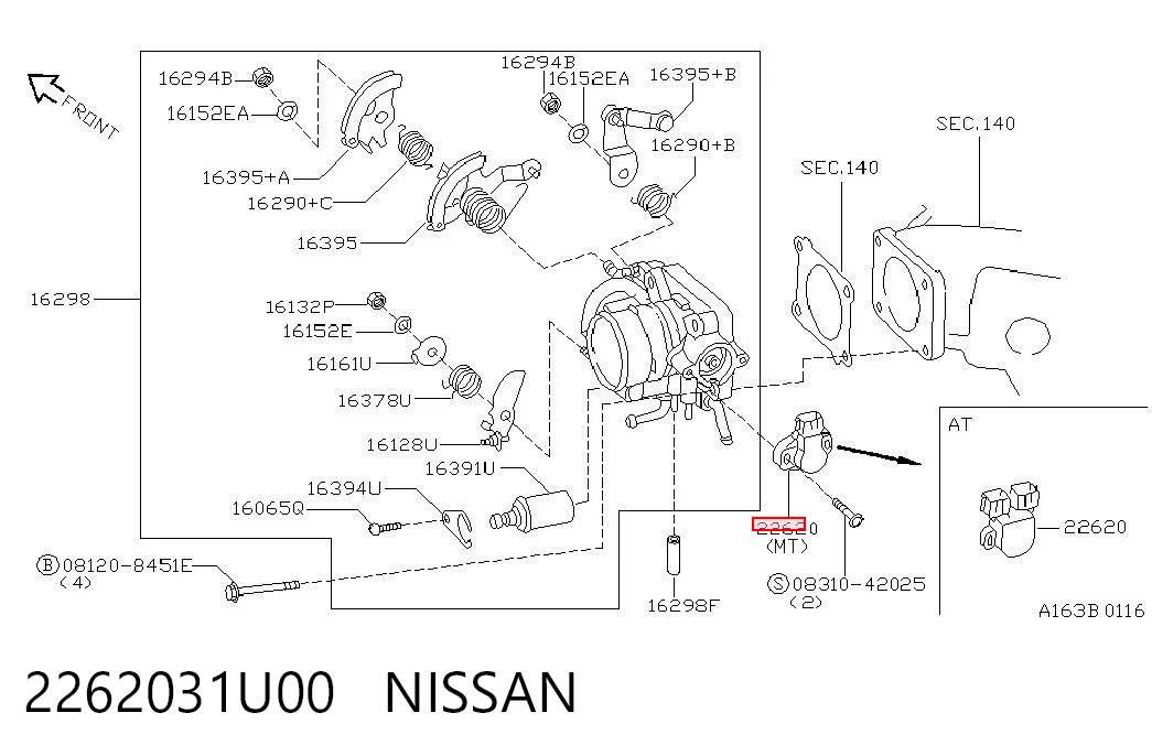 2262031U00 Nissan/Infiniti Czujnik położenia przepustnicy (potencjometr)