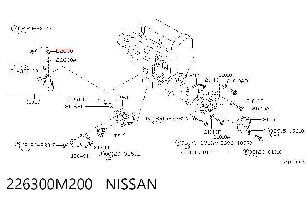 226300M200 Nissan/Infiniti Czujnik temperatury płynu chłodzącego