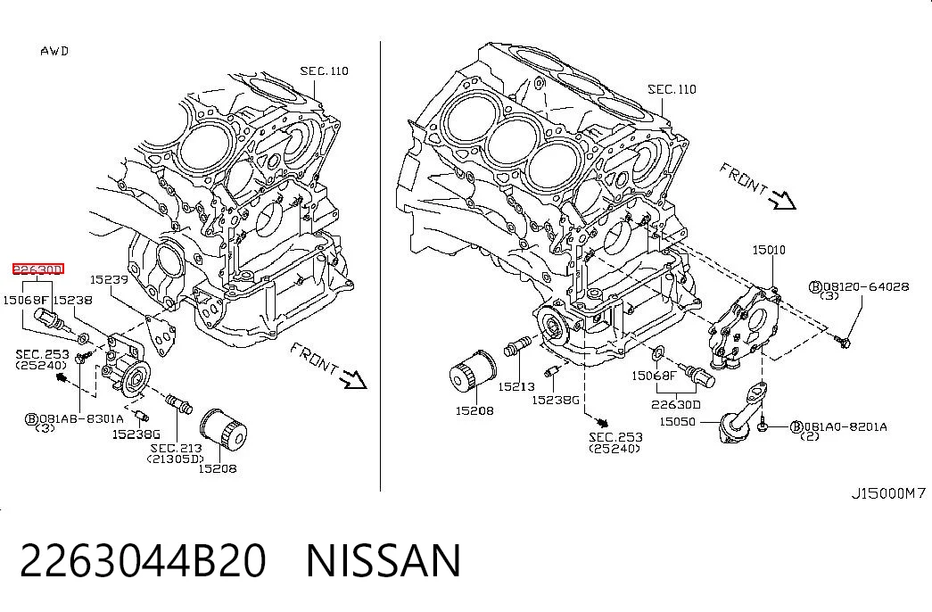 2263044B20 Nissan/Infiniti Czujnik temperatury płynu chłodzącego