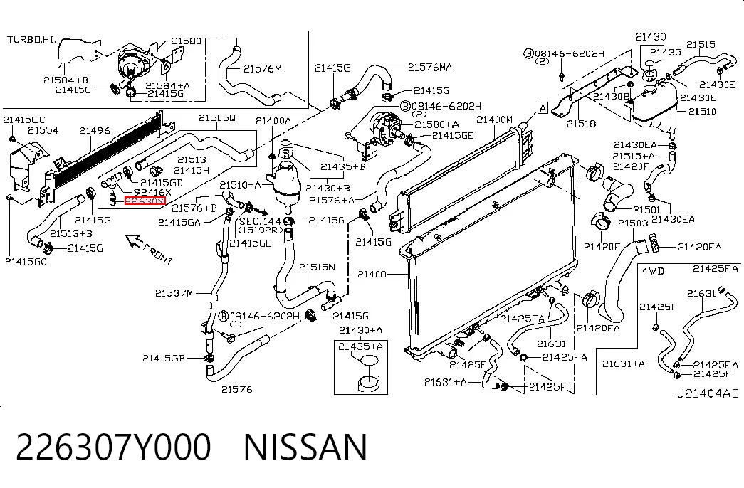 226307Y000 Nissan/Infiniti Czujnik temperatury płynu chłodzącego