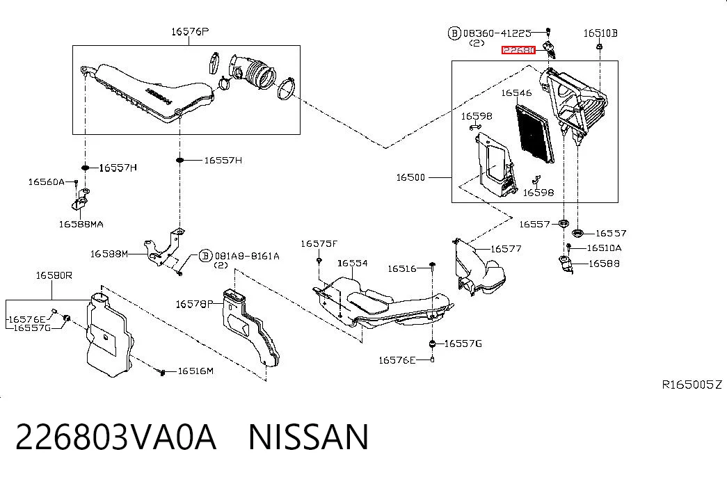 226803VA0A Nissan/Infiniti Czujnik przepływu powietrza, przepływomierz powietrza M.A.F.