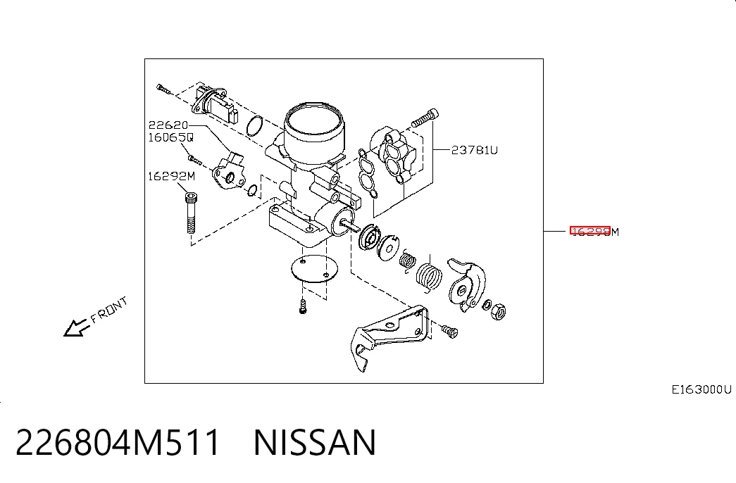 226804M511 Nissan/Infiniti Czujnik przepływu powietrza, przepływomierz powietrza M.A.F.