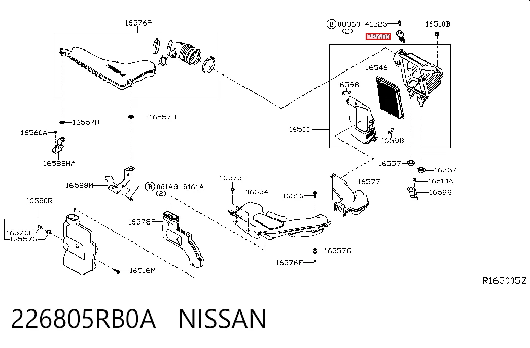 226805RB0A Nissan/Infiniti Czujnik przepływu powietrza, przepływomierz powietrza M.A.F.