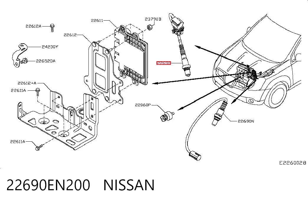 22690EN200 Nissan/Infiniti Sonda lambda czujnik tlenu przed katalizatorem