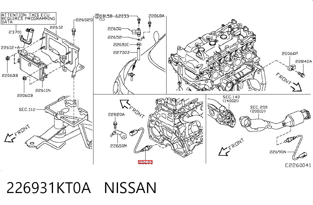 226931KT0A Nissan/Infiniti Sonda lambda, czujnik zubożonej mieszanki