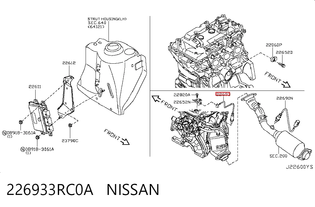 226933RC0A Nissan/Infiniti Sonda lambda, czujnik zubożonej mieszanki