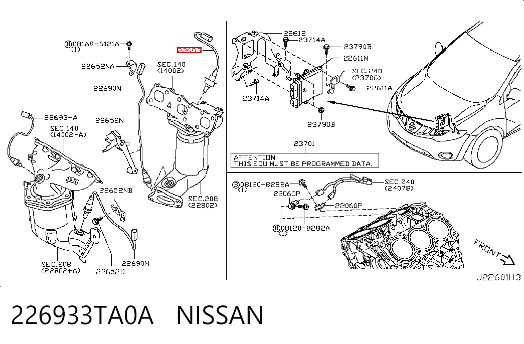 226933TA0A Nissan/Infiniti Sonda lambda, czujnik zubożonej mieszanki