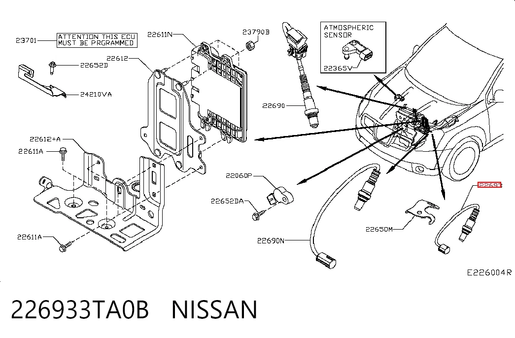 226933TA0B Nissan/Infiniti Sonda lambda, czujnik zubożonej mieszanki